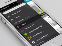 Shopping app sidebar menu