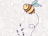 Bee Bird Text Gray