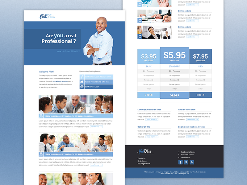 Dribbble - Flat e-Newsletter Design by Alex Lasek