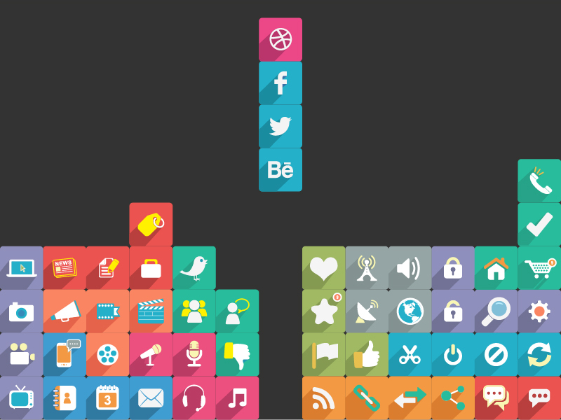 176 Long Shadow Flat Icons (PSD)