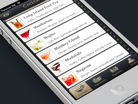 Minibar cocktails list