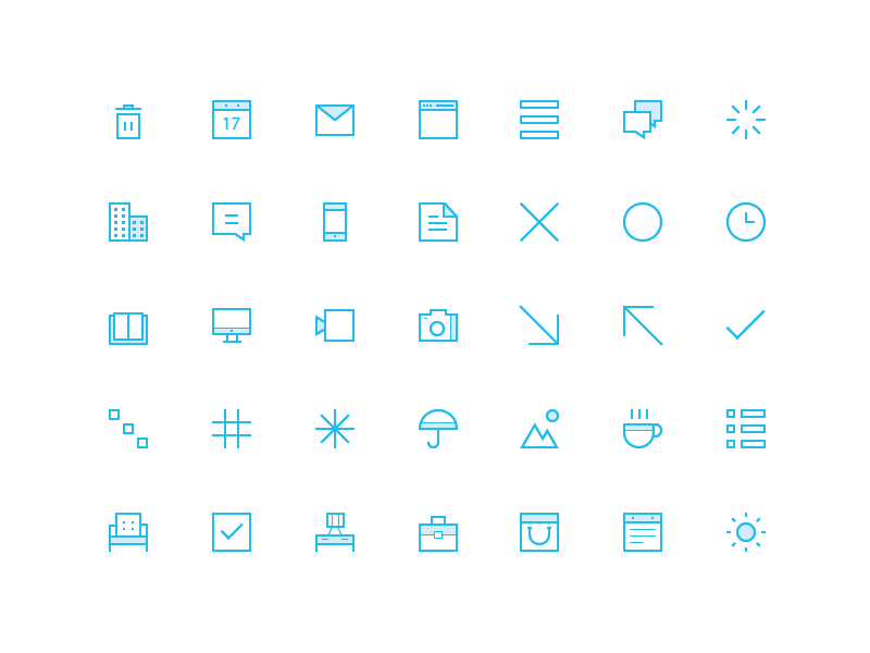 35 Thin Icons Set