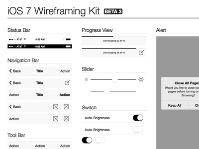 Download iOS 7 Wireframe Kit