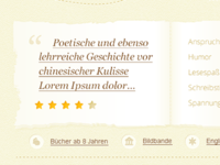 book review page - quote / rating / genres