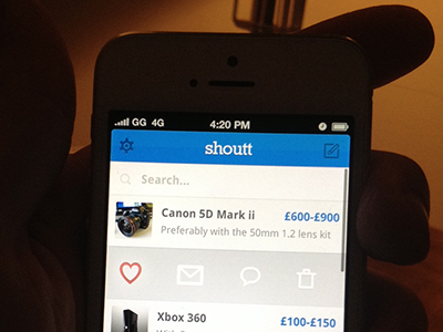 Shoutt iPhone iOS Application Design
