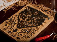 Straw Castle Wolf - Block Carving