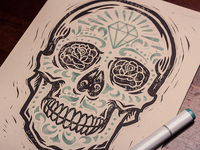 Diamond Sugar Skull - Block Print