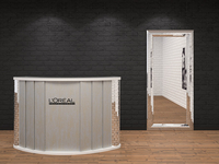 Reception and mirror for beauty salon