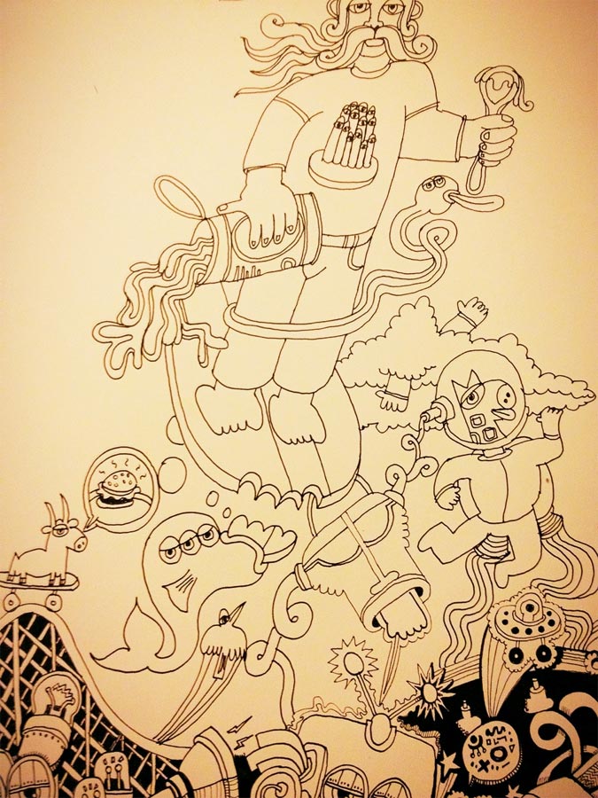 A-goat-riding-a-skateboard-on-a-roller-coaster-saying-hamburger-a-3-eyed-fish-biting-a-surfboard-that-a-giant-whos-spilling-soup-is-riding-and-a-giraffestronaut