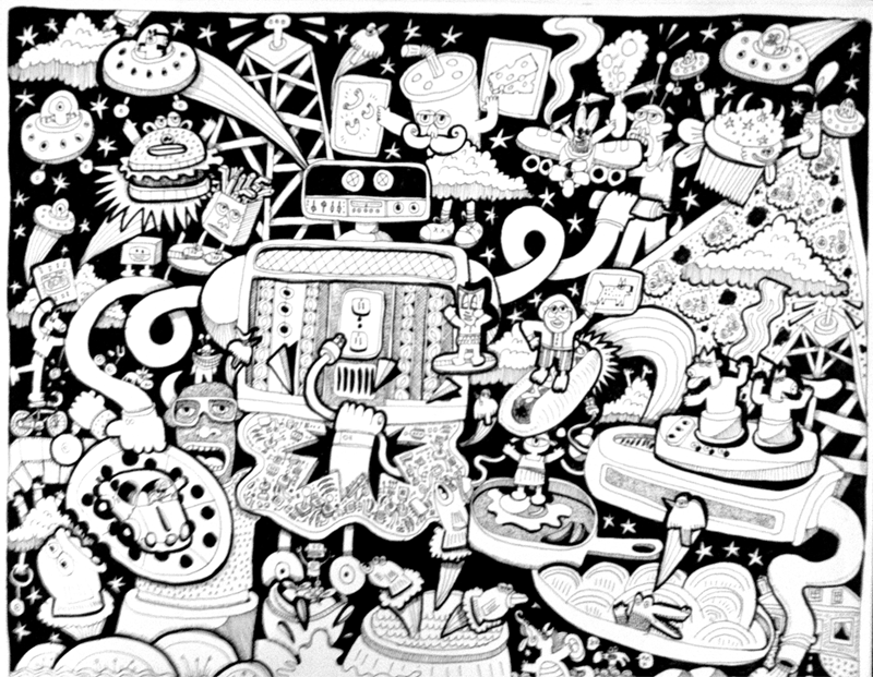 Classic-fast-food-robot-party