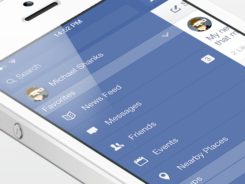Facebook iOS7 - Left Menu
