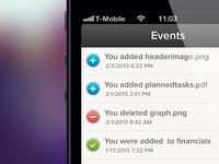 events page - ios app