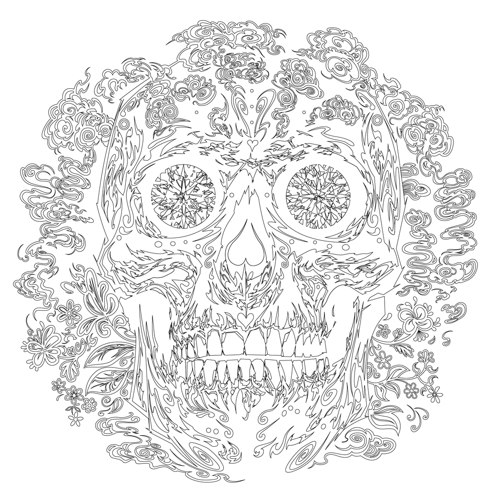 Sugar-skull---outline