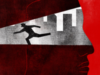 Crime related book review illo