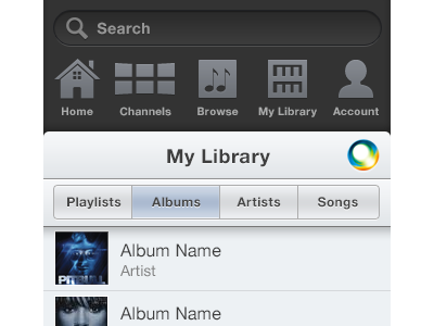 Top nav drawer concept