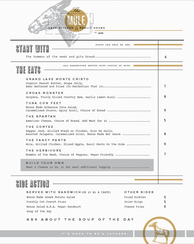 Mule Menu by Scott Hill