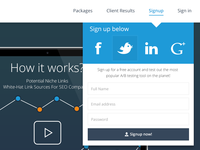 Signup dropdown