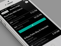 Arrival: nearby stops screen