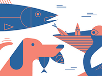 Dog Fish Pelican