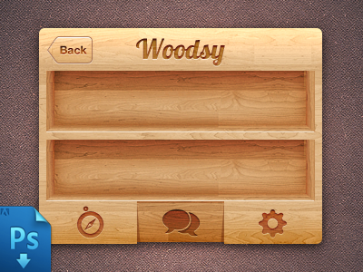 iPhone Wood Bookcase UI PSD