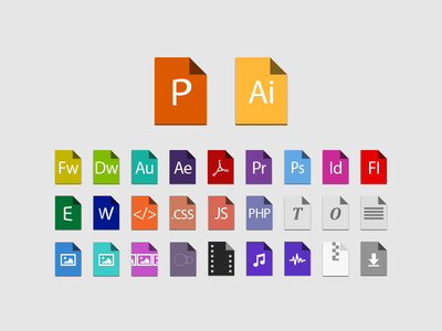Flat File Type Icons PSD